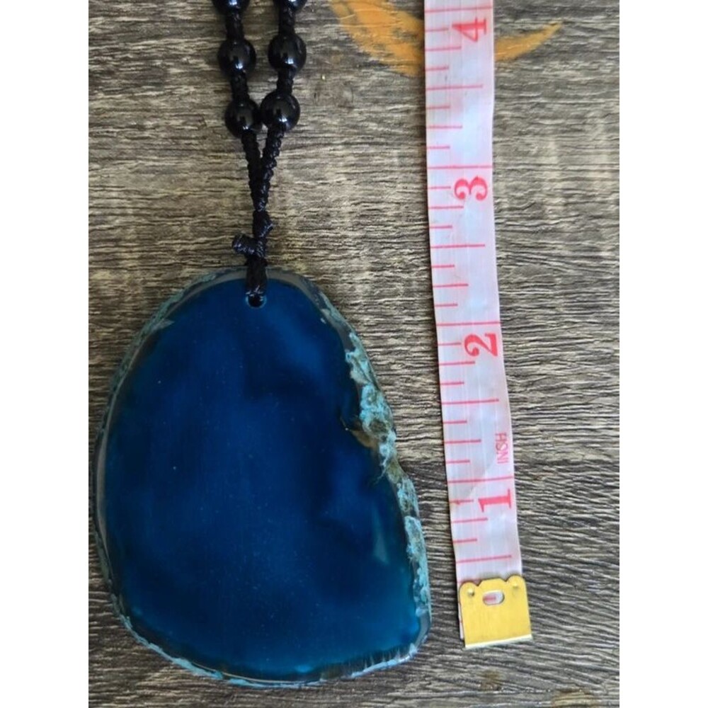 Boho dyed blue agate necklace